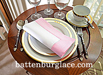 White Hemstitch Diner Napkin with Pink Lady Pink Colored Border - Click Image to Close